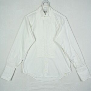 Burberrys Mens White Pleated Bib Wing Collar Tuxedo Shirt 16-35 USA Made Wedding